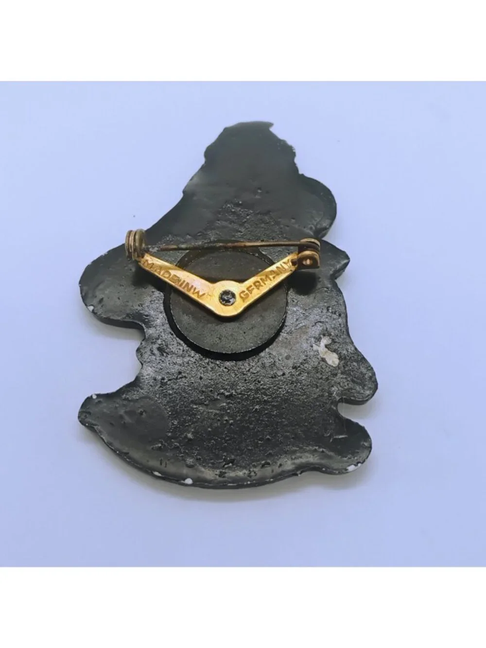 Vtg 1950s West Germany Figural Ship Boat Captain Brooch Painted Lacquer 3
